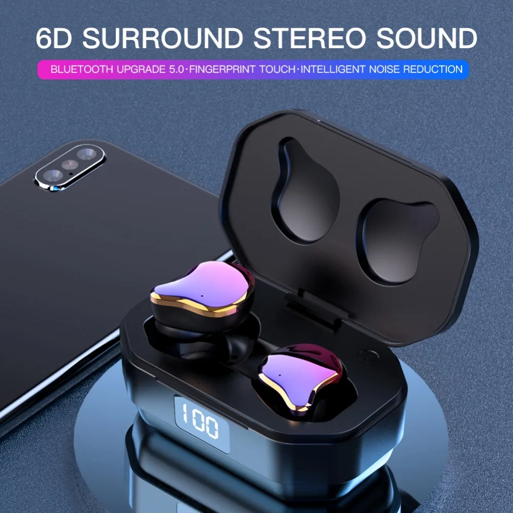 G01 6D объемный звук, Bluetooth 5,0 наушники с сенсорным управлением TWS беспроводные наушники HIFI стерео наушники 700 мАч зарядный отсек
