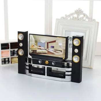1 Pc Mini Hi-Fi TV Home Theater Cabinet Set Combo for Mini Doll Kids Gift