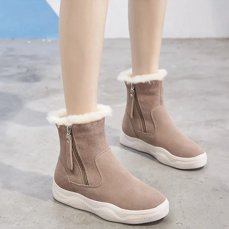 

2019 Winter Snow Boots Women Ankle Boots Genuine Leather Warm Shoes Cold Winter Women Ankle Boots Female Snow Booties A1667