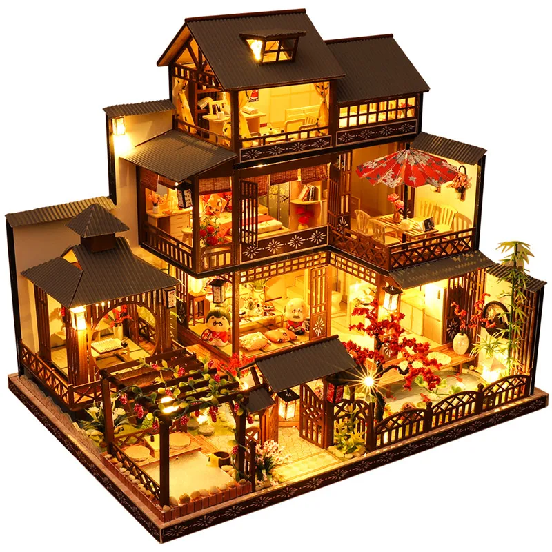 staubdichtes Puppenhaus Modell Holz Miniatur Hochzeitsgeschenk 