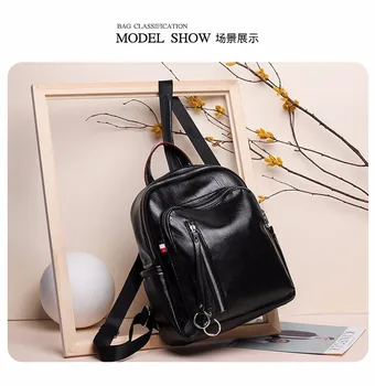 

New fashionable black backpack classic simple lady pu leather backpack kmuysl large capacity waterproof anti-theft backpack