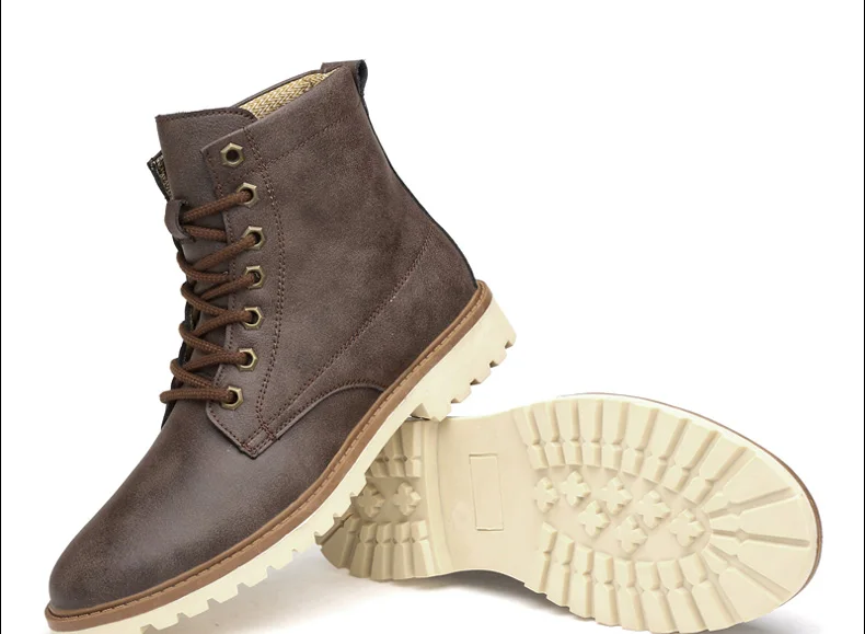 Модные мужские кожаные ботинки в британском стиле; однотонные ботинки; botas hombre Cuero Bot Erkek Buty Zimowe Botte Homme Stivali Uomo; высокая обувь