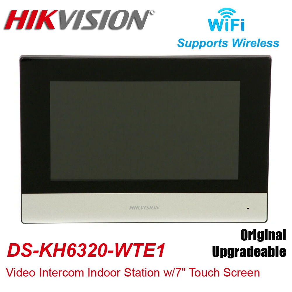 Hikvision-Estación interior de intercomunicador de vídeo DS-KH6320-WTE1, pantalla táctil de 7 pulgadas, estándar, POE, WIFI, Monitor inalámbrico