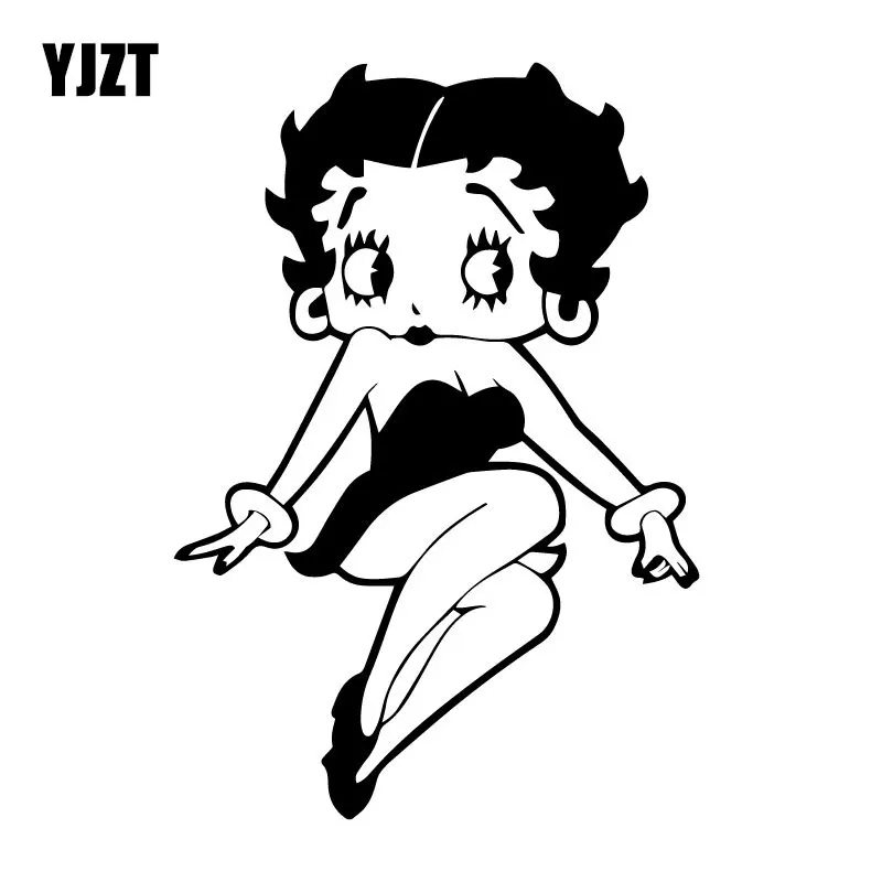 YJZT 11,8 см* 17 см Betty Boop стиль виниловая, на окно автомобиля наклейки автомобиль Стайлинг Аксессуары черный/серебристый C31-0436