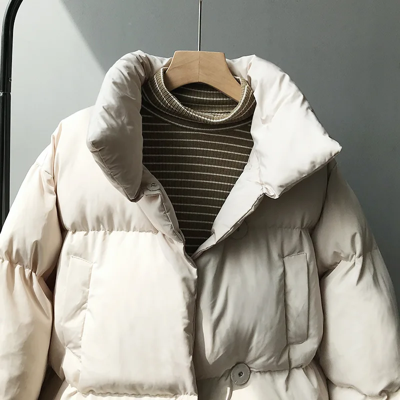 CRRIFLZ Коллекция осень-зима, Однотонный женский пуховик, теплый, уплотненный, стоячий воротник, белый утиный пух, парка, женские куртки, пальто