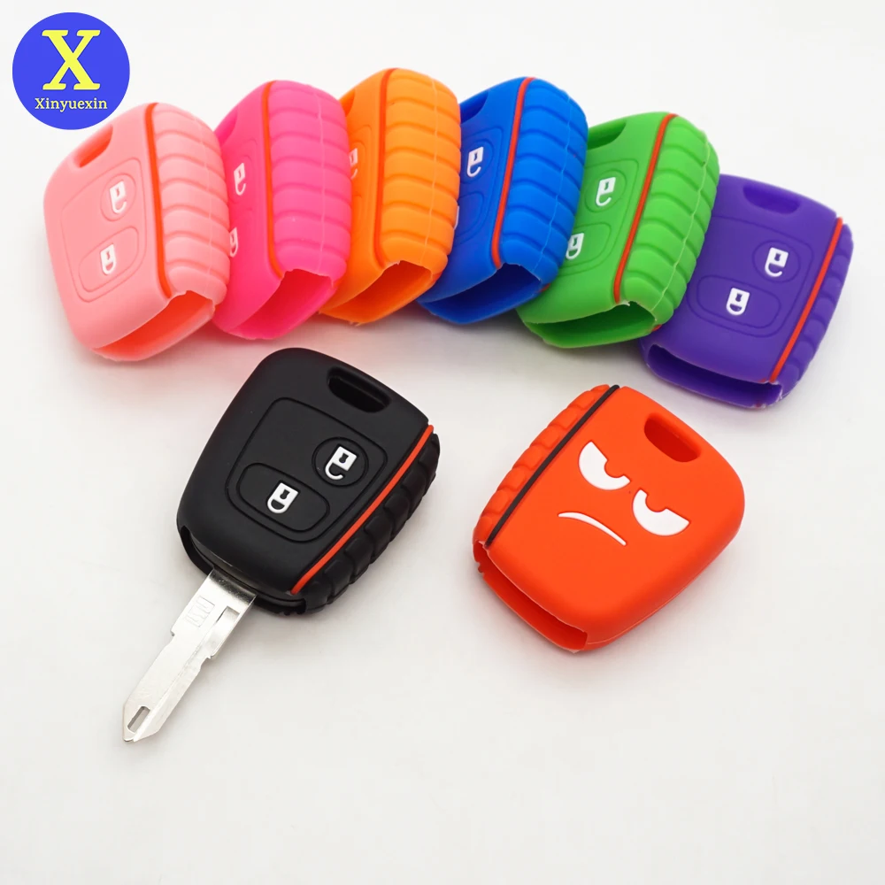 Xinyuexin No toques mi llave funda de silicona para llave del coche para Citroen C1 C2 C3 C4 Xsara Picasso para Peugeot 106, 107, 206, 207, 307 2 botón