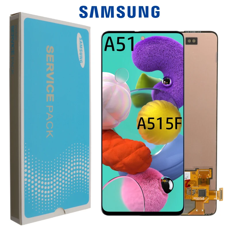 Оригинальный AMOLED ЖК дисплей для Galaxy A51 с рамкой дигитайзер Датчик в сборе Samsung A515