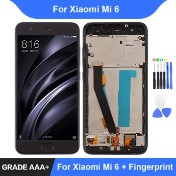 

For Xiaomi Mi 6 LCD Display Touch Screen Digitizer Assembly Fingerprint Repair Parts for Xiaomi Mi6 Display Frame Replacement
