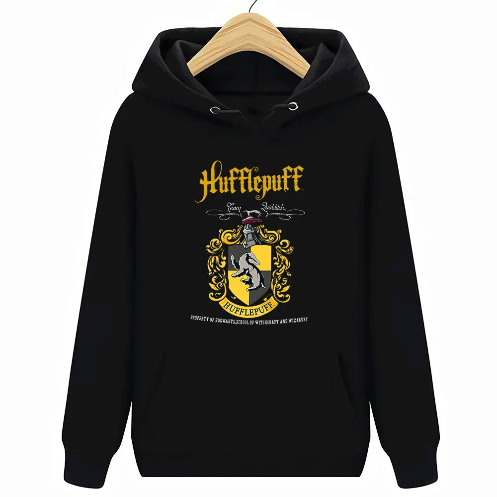 Hufflepuff Квиддич команда гребень Официальный мужские черные толстовки Размер S-3XL