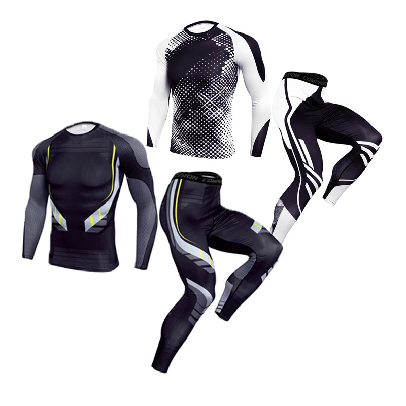 

Man Compression Sports Suit Quick drying Perspiration Fitness Training MMA Kit rashguard Male Sportswear Jogging Running Clothes