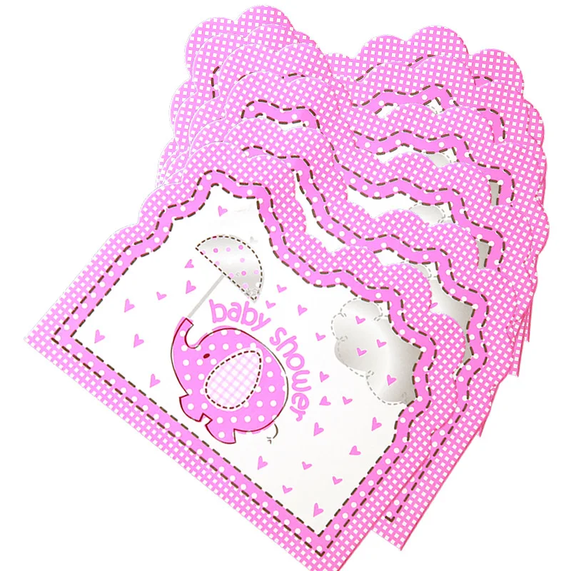 Вечерние салфетки для девочек с изображением розового слона, украшения для новорожденных, Bptism, салфетки для дня рождения, баннер, покрытие для стола, посуда, вечерние принадлежности - Цвет: card 6pcs