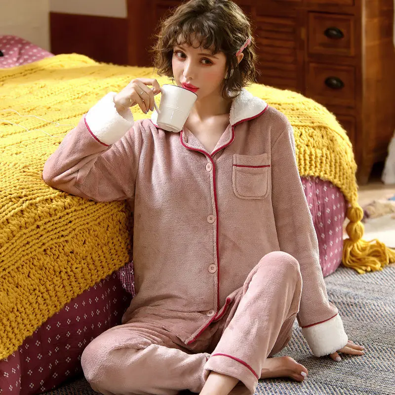 Sleepwear Women Женская одежда для сна, большие размеры, теплые пижамы, женские комплекты, тёплая Пижама, женский зимний домашний костюм, женская пижама больших размеров для женщин XXL - Цвет: Sleepwear Women