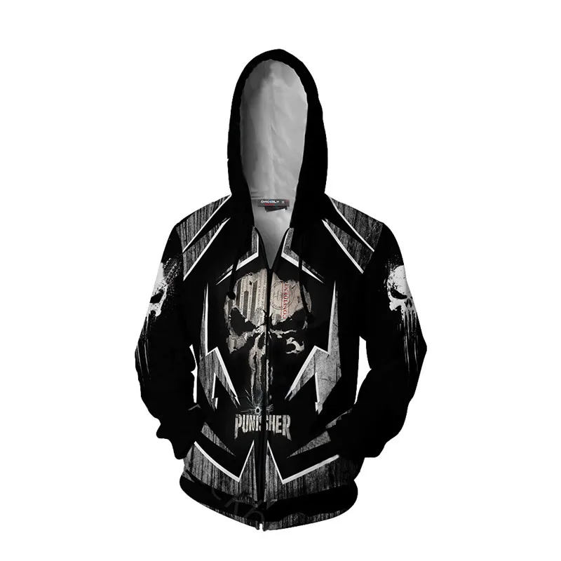 Толстовка с капюшоном из фильма «Хищник» Черная куртка костюмы для косплея толстовки с 3D принтом для мужчин - Цвет: Zipper