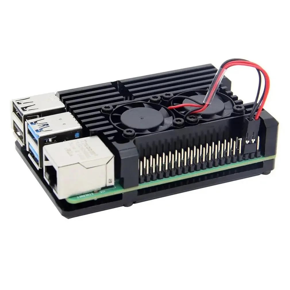 Алюминиевый Чехол для Raspberry Pi 4/3 с двойным вентилятором металлический корпус