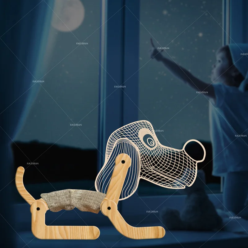 Милая Настольная лампа с рисунком собаки из мультфильма, Детская лампа для сна, прикроватный Ночной светильник, светильник для гостиной, Настольный светильник с usb-разъемом