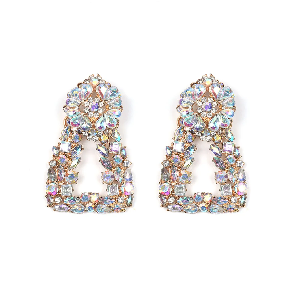 

Shine Luxury Full Crystal Rhinestone Earrings Women Statement ZA Earrings Jewelry Geometric Square Big Drop Dangle Earring Woman
