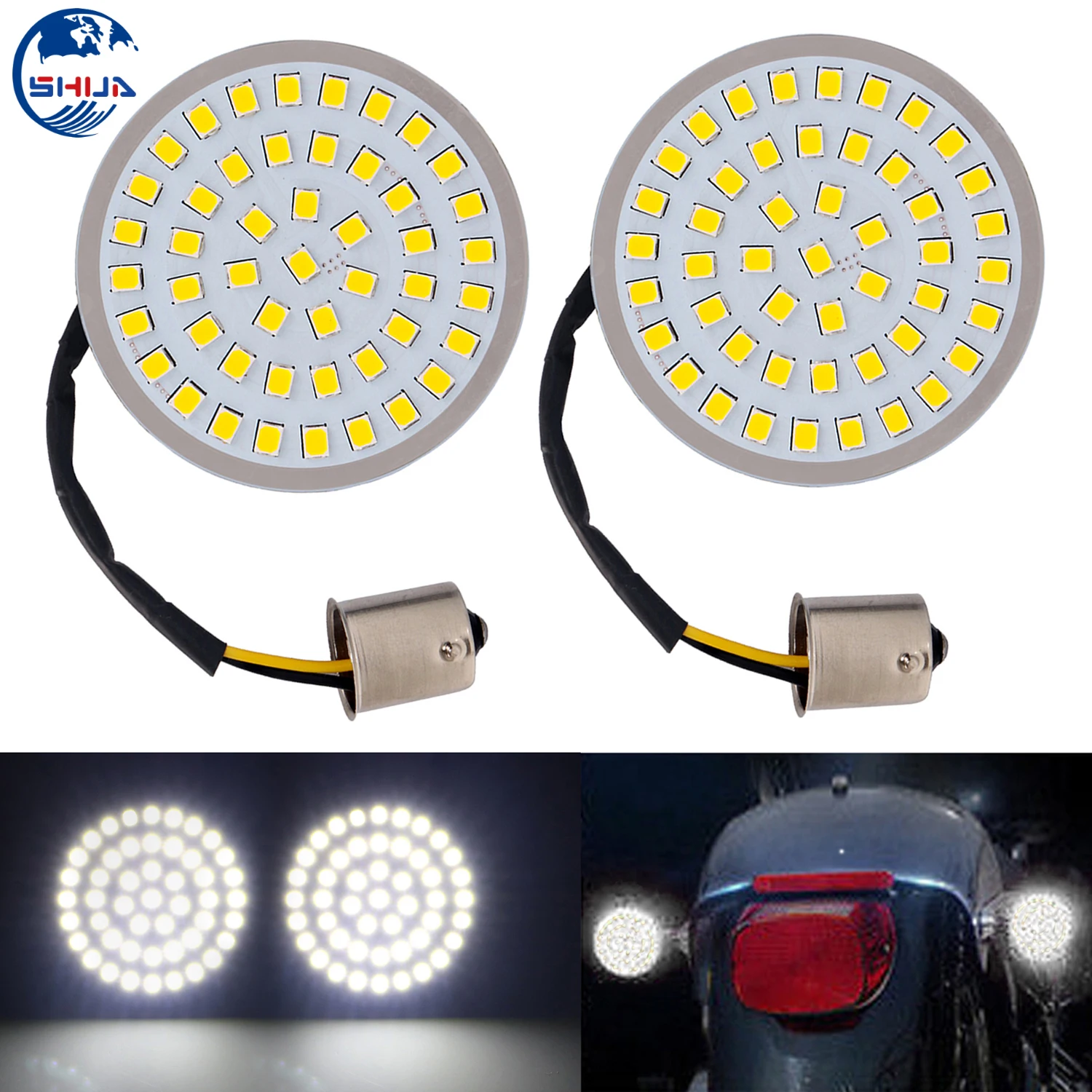 1 Pair Bullet Style 1156 LED Inserts Front Turn Signal Indicator Light Lamp Panel For Harley Sportster Electra Glide Dyna FLSTF |