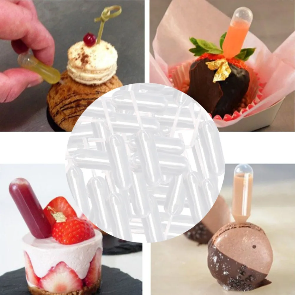 100Pcs 4ml Dropper Ice Cream Jelly M ilkshake Droppers Pipette Disposable Straw Pipette dropper for Making cake desserts #3c18 (1)