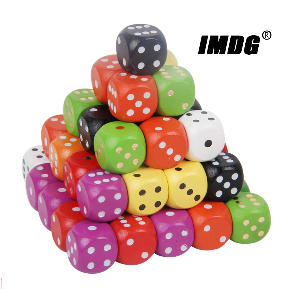 

10pcs/pack Wood Dice 16mm Colorful Solid Wooden Dot Game Rounded Dice Drinking Mahjong Dice