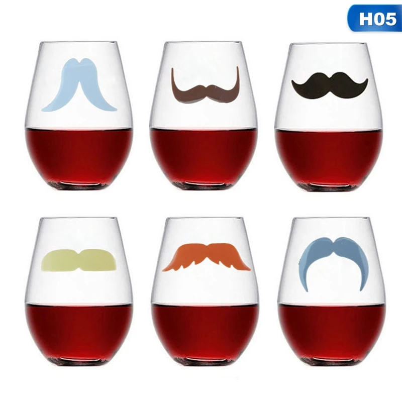6 шт силиконовые рот и усы и кошка форма маркер на стакан для вина креативные питьевые чашки идентификатор вечерние чашки знак(6 цветов