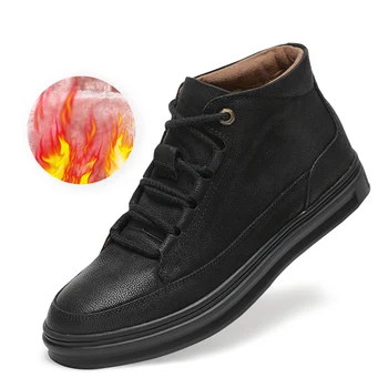 

2019 Fur Warm Men's Casual Boots Cotton Shoes Leather Winter Flannel Martin Boots Men's Boots Anti-skid Men's Shoes