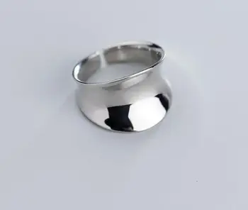 

Authentic 100% REAL.925 Sterling Silver Glossy Smooth Irregular concave Surface Adjust Rings Band Wider GTLJ1619