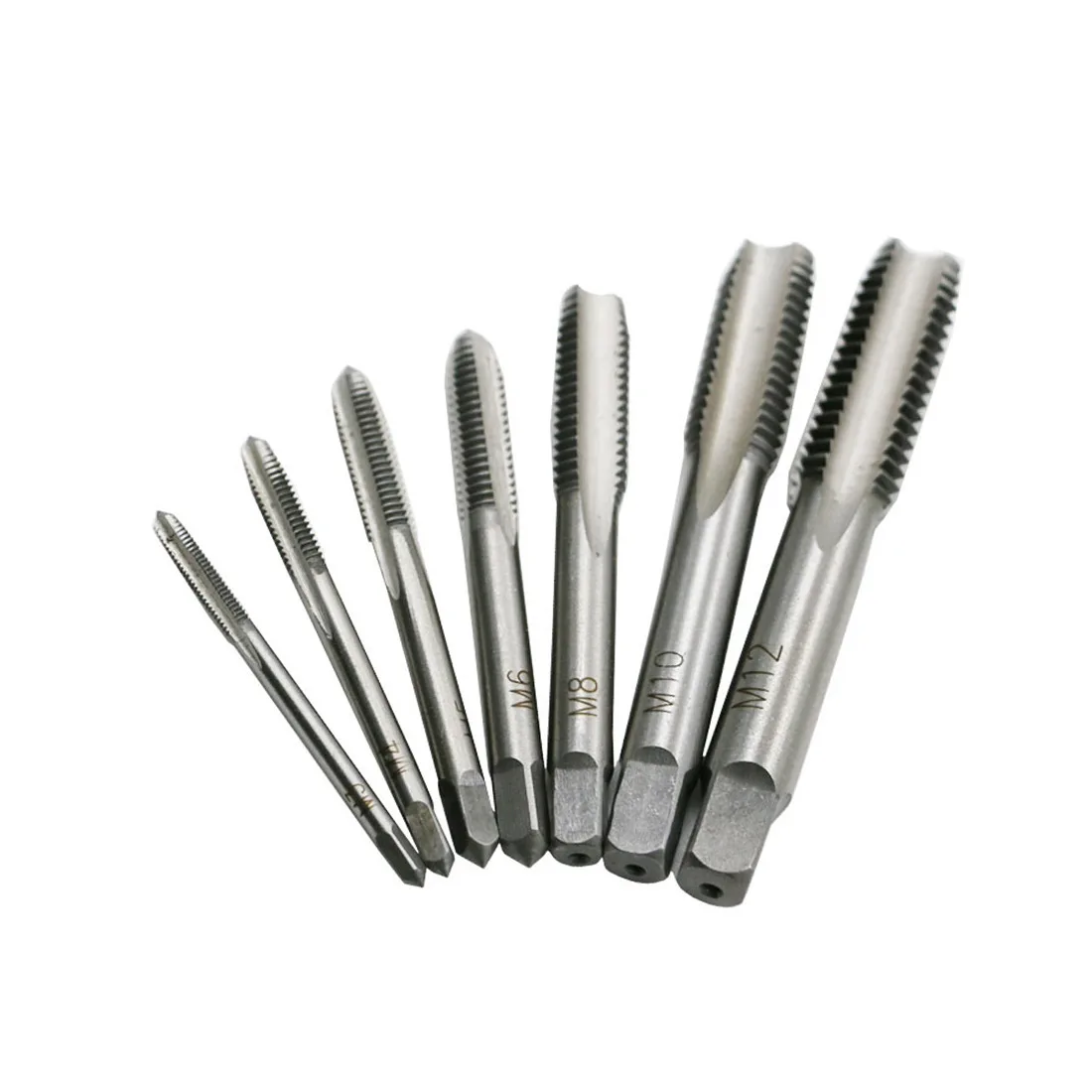 Bearing Steel Manual Tap Straight Shank Four Fluted Tap 7pcs Set Coarse