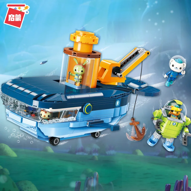 

ENLIGHTEN Assembled Building Blocks Small Bottom Column 3714 Blue Whale Boat Set Children Educational Force Small Particles Spli
