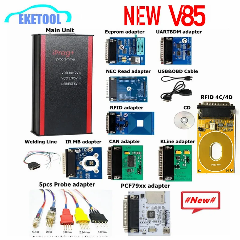 ￡51.33 Iprog Pro Programmer V85 Full Adapters Optional Probe Adapter Pcf79xx