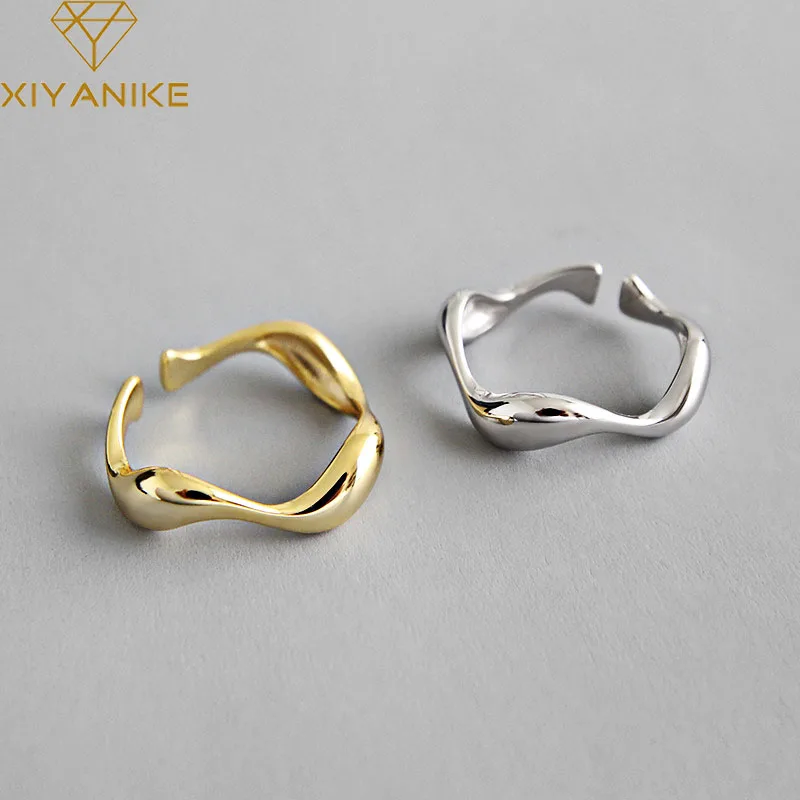 XIYANIKE 925 пробы серебряные Простые неправильной формы волнистые Открытые Кольца