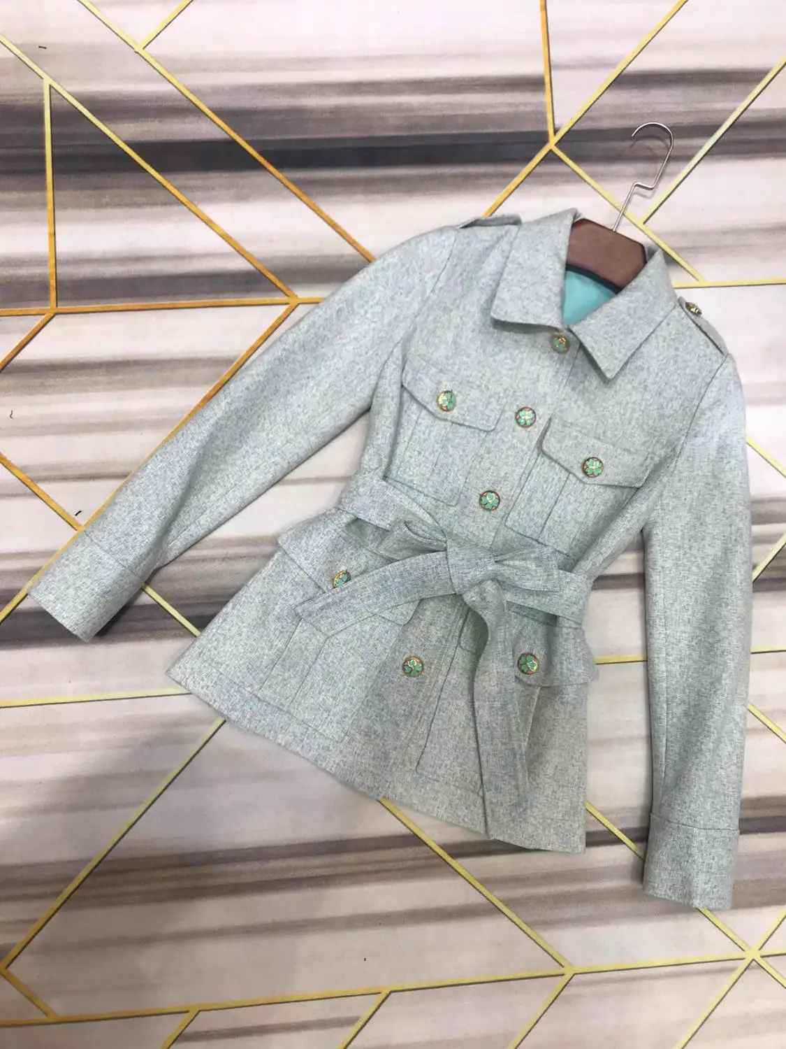 2019FW осень новая Женская Шерсть "твид" куртка Женский жакет в стиле кэжуал Высококачественная верхняя одежда пальто 2 цвета gdnz 10,04