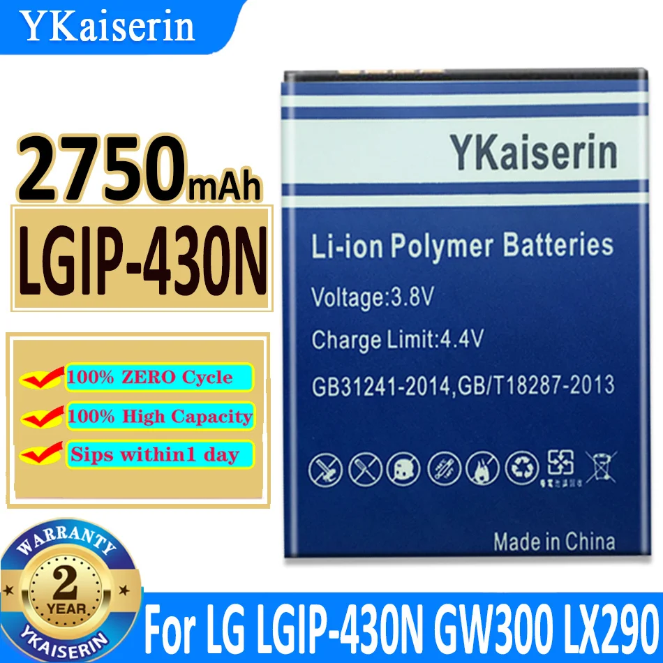 Аккумулятор ykaisсеребрин на 2750 мАч для LG Cookie Fresh GS290 GW300 LX290 LX370 LGIP MT375 GM360 430N LGIP430N Bateria |