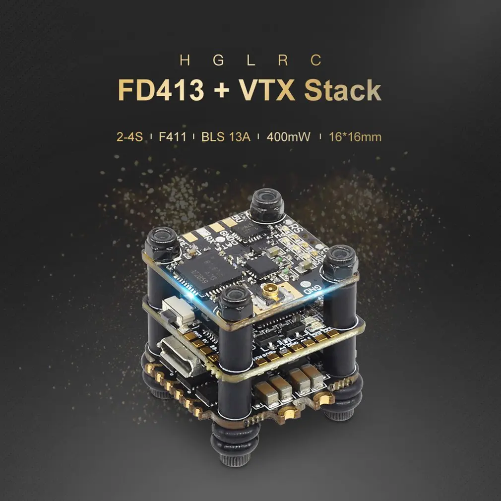 HGLRC FD413-VTX стек Fly Tower 16x16 2-4S F411 Контроллер полета 13A BLS 4в1 ESC VTX 400 МВт для RC Дрон запчасти