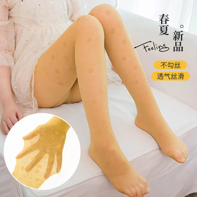Summer New Ultra-thin Printed Mesh Children's Pantyhose Kids Girls Tights Anti-hook White Dance Pantyhose