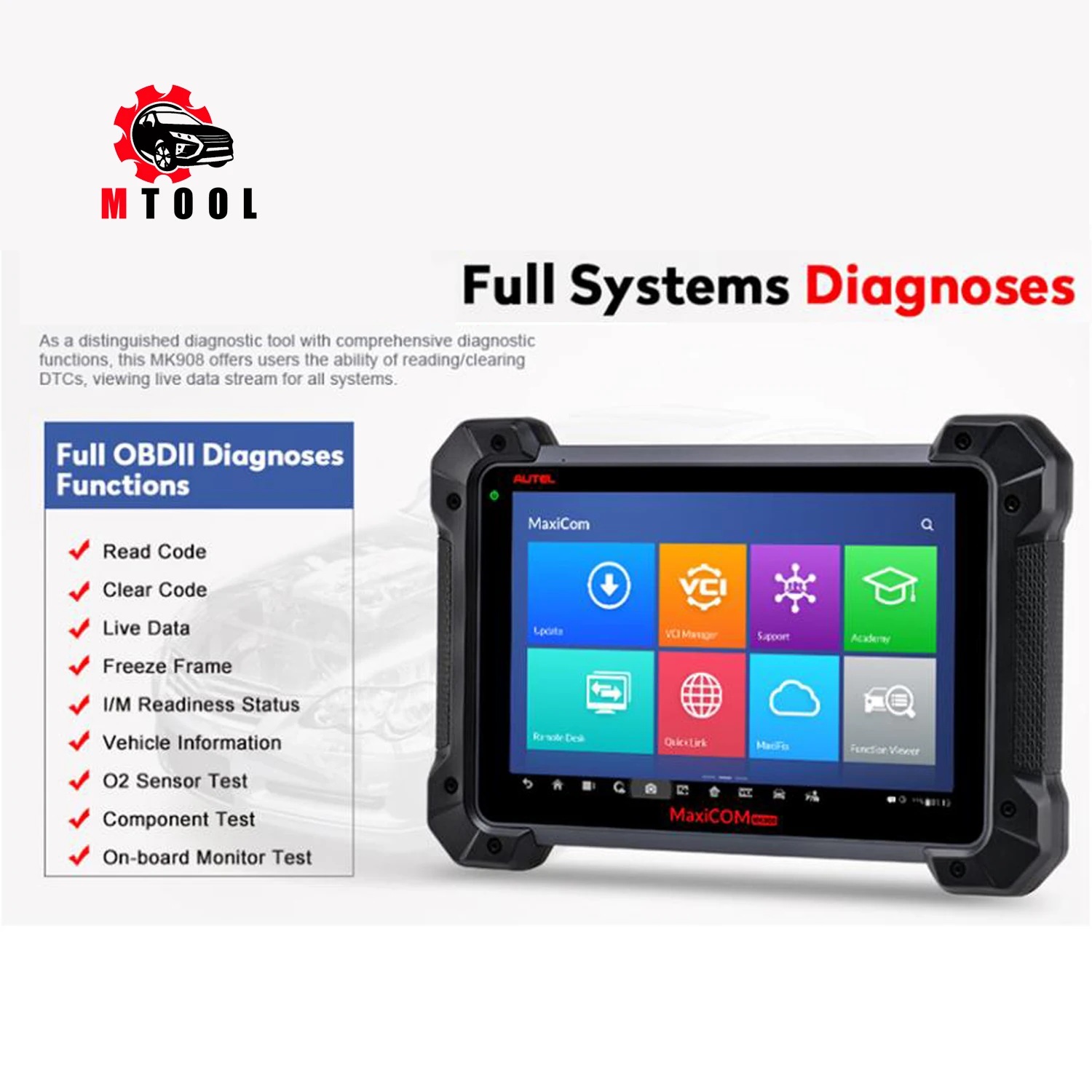 

Autel MaxiCOM MK908 Auto Diagnostic Scanner Autel MK908 PK MK908P MaxiSys Elite MS908 ECU Programming with J2534 OBD 2 OBD2 Auto