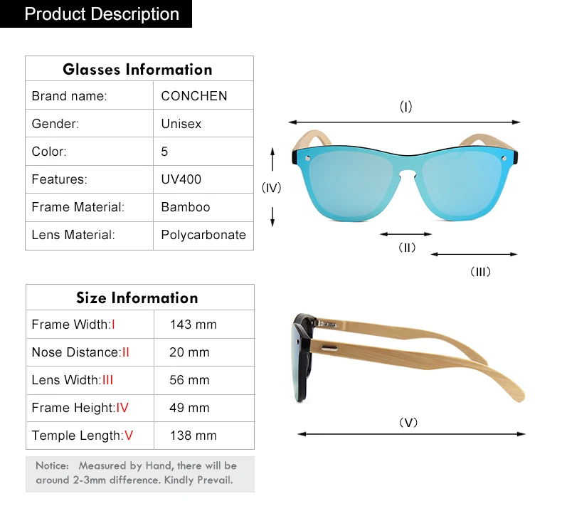CONCHEN деревянные солнцезащитные очки для женщин, модные брендовые дизайнерские UV400 зеркальные линзы, бамбуковые солнцезащитные очки для мужчин, Новое поступление