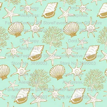 

Conch and starfish shell Mermaid Printed Swimsuit Fish Scale Fabric Stretch Sewing Clothes Pajamas Handmade fabric