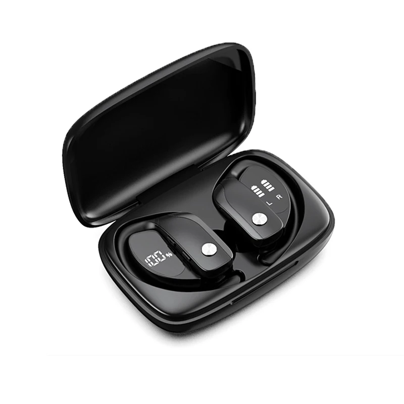 NVAHVA auriculares Bluetooth inalámbricos, Auriculares deportivos con gancho para la oreja, auriculares de graves para videojuegos con micrófono, a prueba de agua IPX5