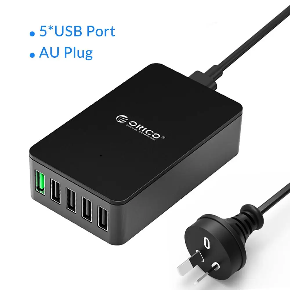 ORICO QC2.0 USB зарядное устройство 5 портов настольное зарядное устройство для samsung huawei Xiaomi и планшетов - Тип штекера: 5 Port AU Plug