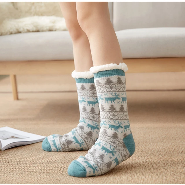 Calcetines de Invierno para mujer, calcetín para dormir en casa, Navidad,  zapatillas de nieve, alfombra, Gato