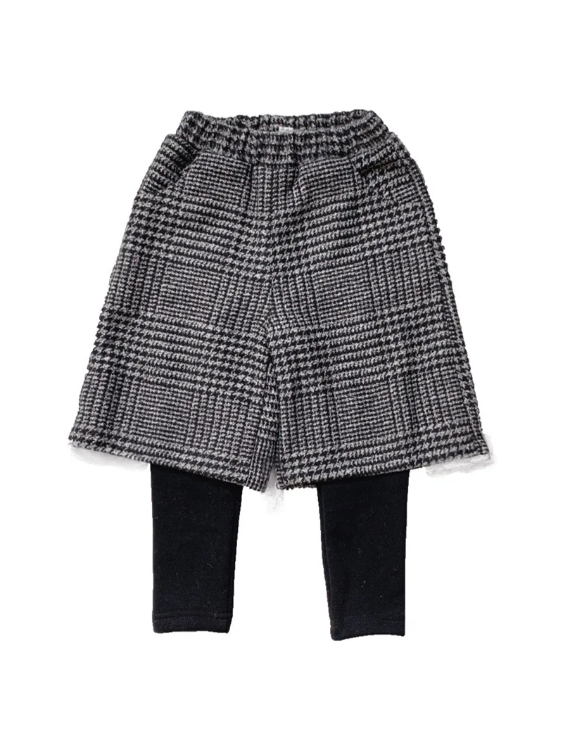 Г., Новые осенне-зимние вельветовые Широкие штаны в клетку для девочек Детские хлопковые брюки из двух предметов