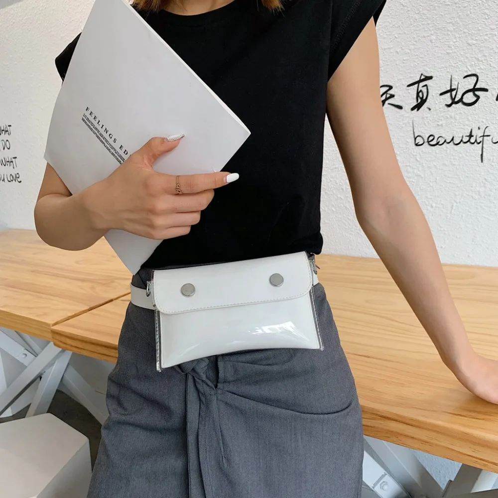 Women Waterproof Waist Bag Lether Jelly Chest Belt Bag PVC Ladies Transparent Crossbody Chain Bags Fashion Fanny Pack a08