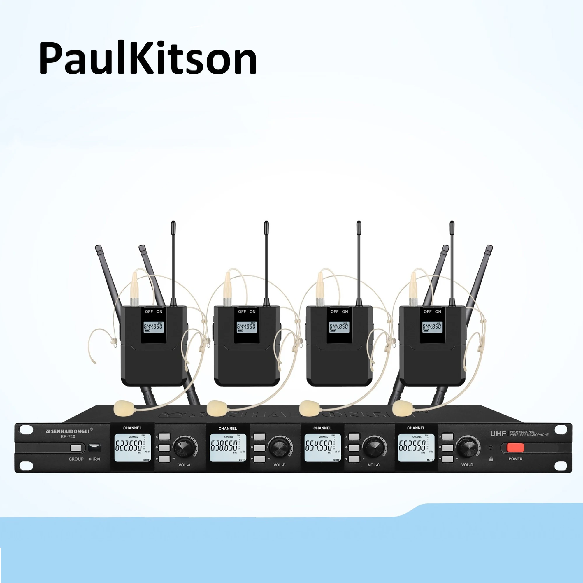 Paulkitson KP740 UHF Professional Digital Microphone 4 Channel Wireless Conference Mic Gooseneck Microphone for Meeting