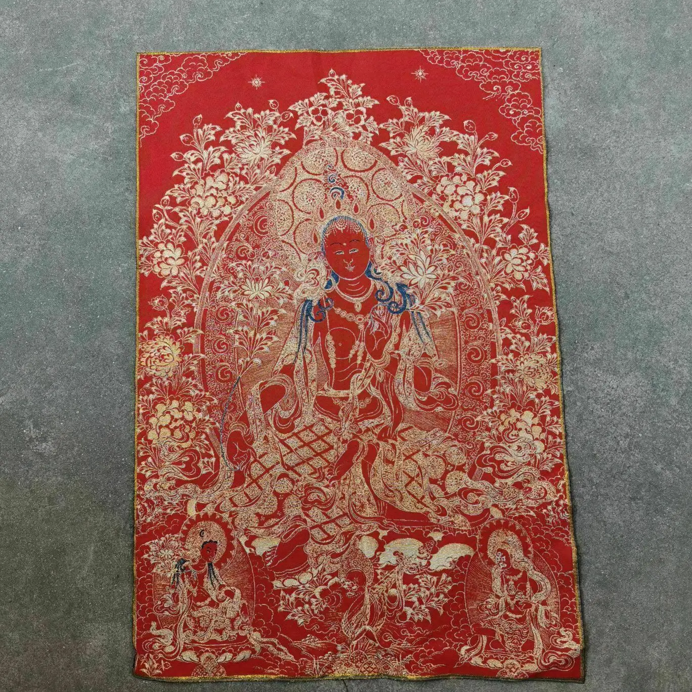 Tibet Tibetische Tuch Seide Rulai 4 Arm Guanyin Kwan-yin Tangka Thangka Wandbild 