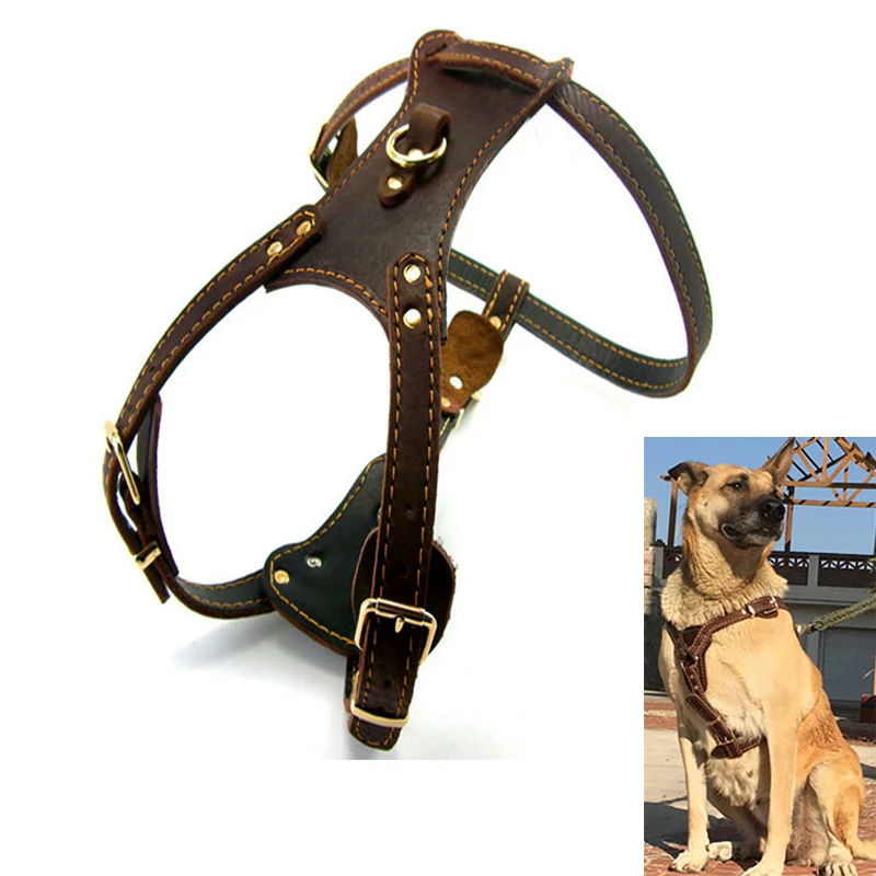 Шлейка из натуральной кожи для больших и собак толстый тренировочный жилет