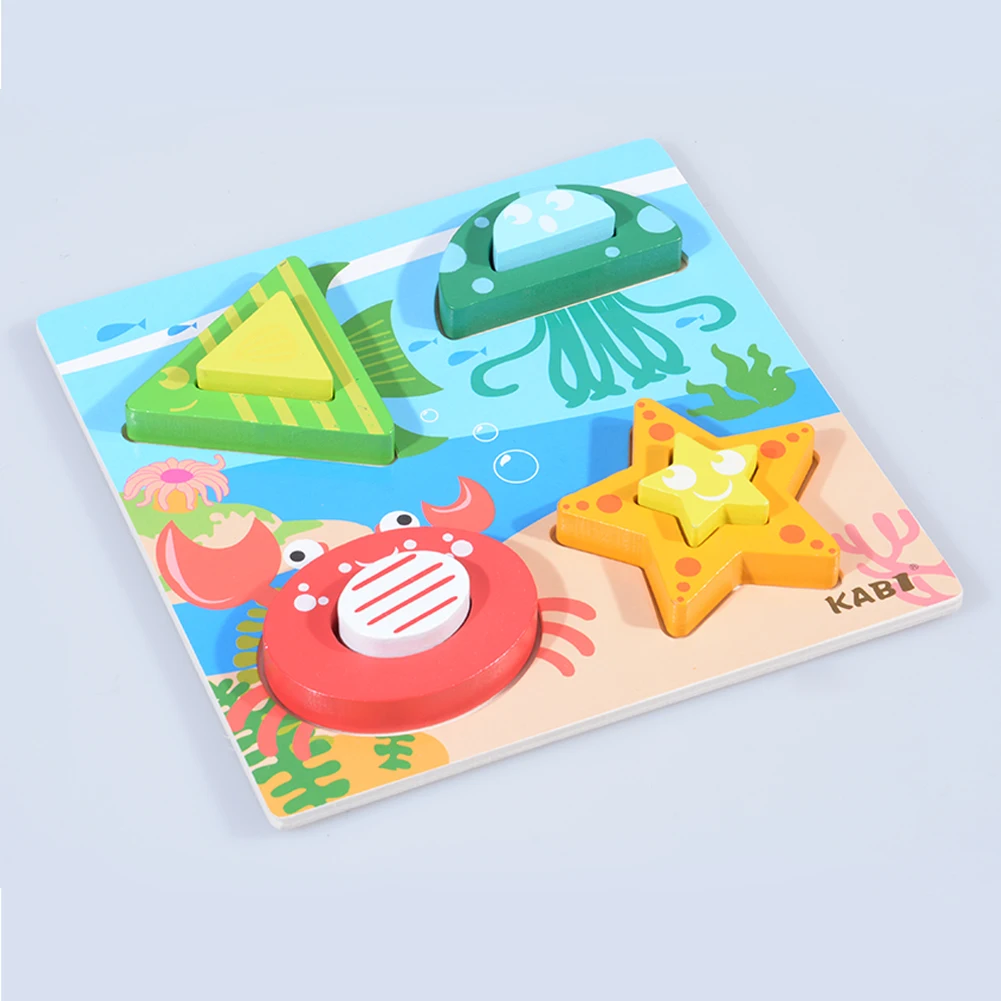 

Educational Toy Wooden Solid Blocks Puzzle 3D Shape Color Matching Practice Toy for Boys and Girls