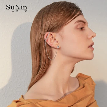 

SuXin earrings 2020 new simple asymmetrical tassels temperament earrings for women long crystal pendant earrings jewelry gifts