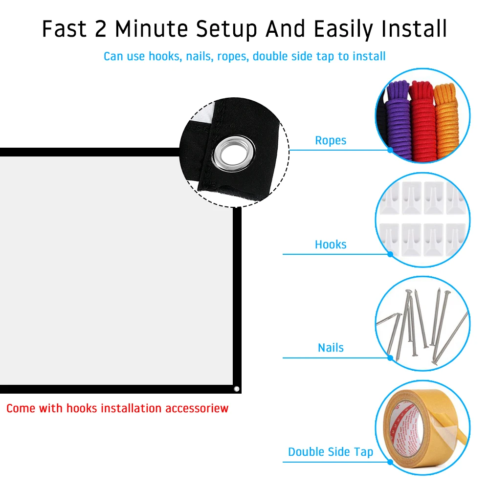 16:9 проектор проекционный экран складной домашний кинотеатр светодиодный DLP фильм светоотражающая ткань для YG300 YG400 H2 Xiaomi проектор