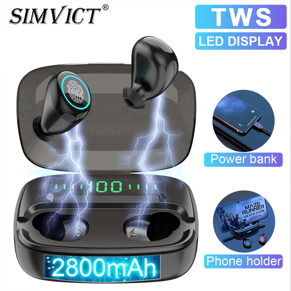 Simvict M5 TWS 5,0 Bluetooth наушники вкладыши беспроводные наушники стерео бас гарнитура светодиодный держатель для телефона 2800 мАч Внешний аккумулят... Simvict M5 TWS 5,0 Bluetooth наушники вкладыши беспроводные наушники стерео бас гарнитура светодиодный держатель для телефона 2800 мАч Внешний аккумулят...