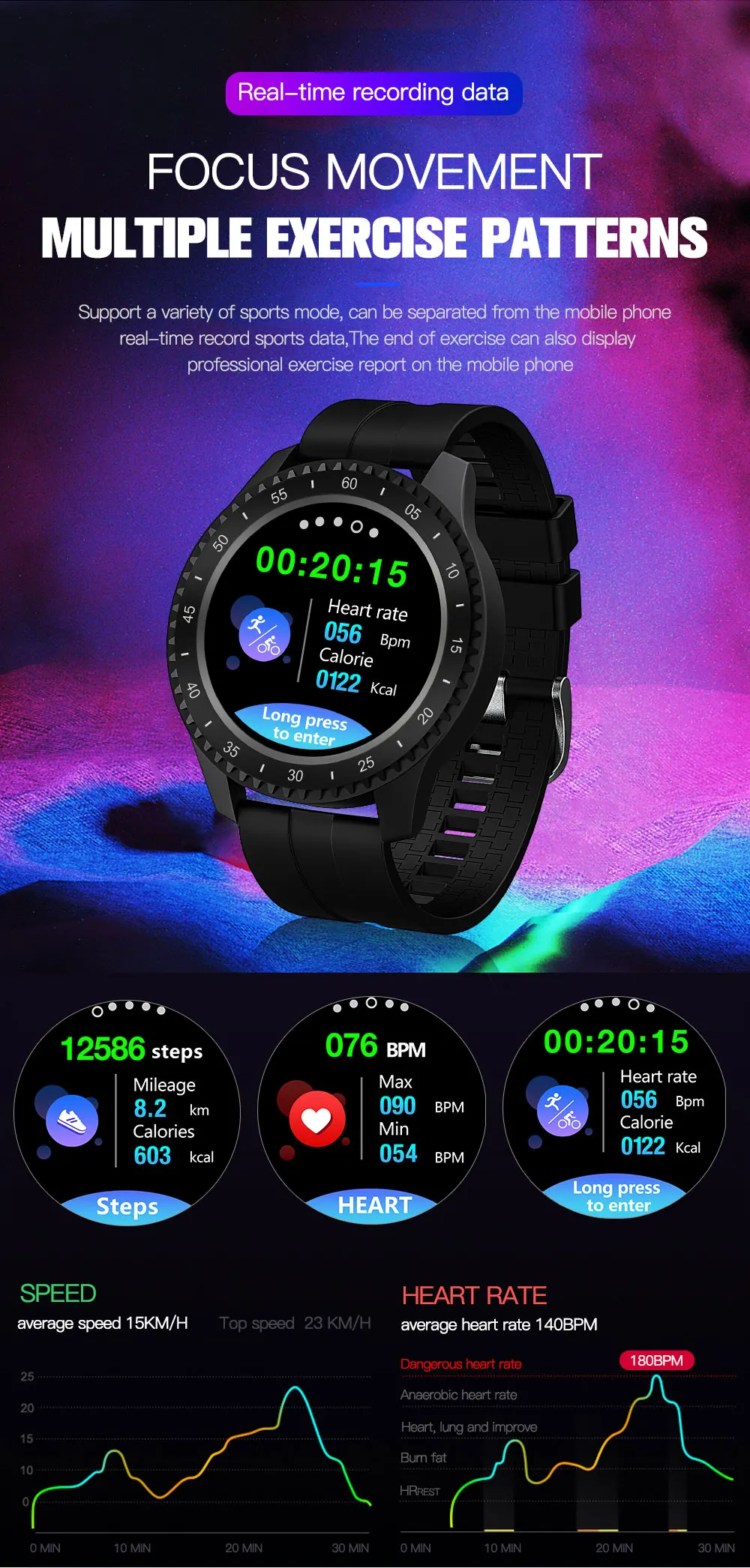 Montre intelligente hommes femmes F17